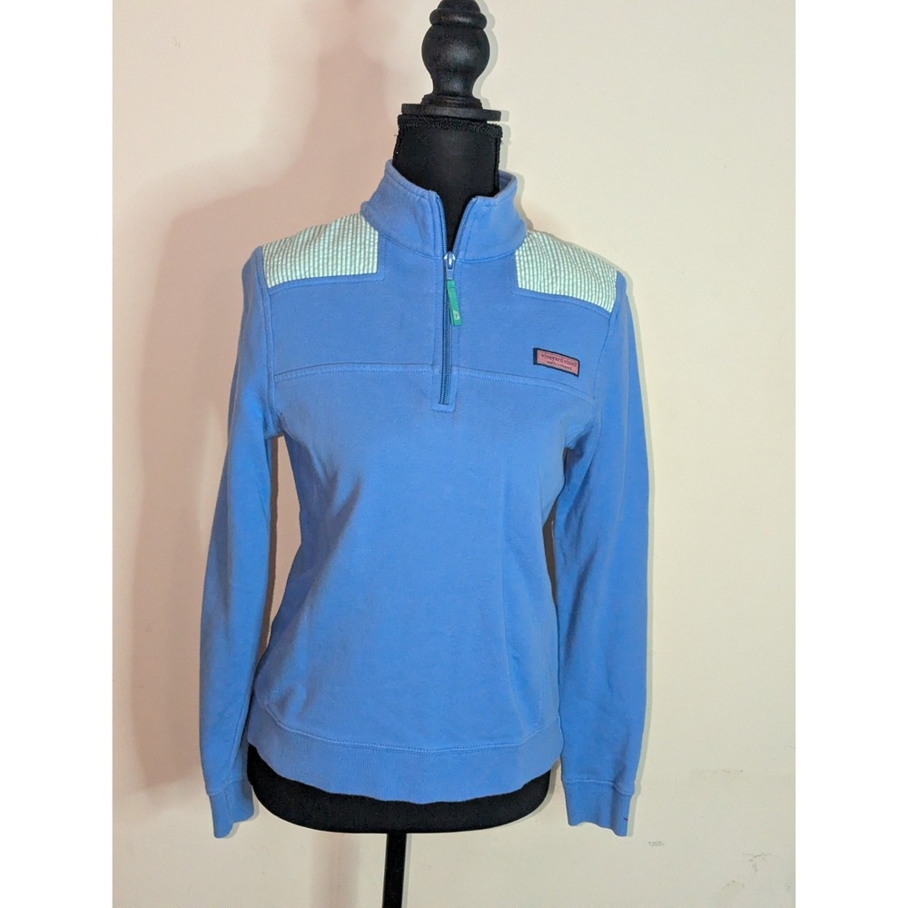 Vineyard Vines Women's Size XS Madras‎ Shoulder Shep Shirt Quarter-Zip Pullover